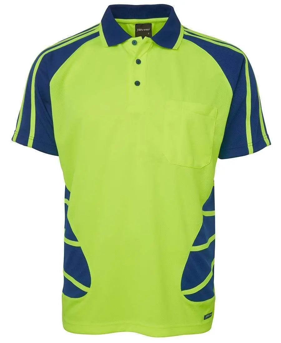 JB'S Hi-Vis Short Sleeve Spider Polo 6HSP Work Wear Jb's Wear Lime/Royal XS